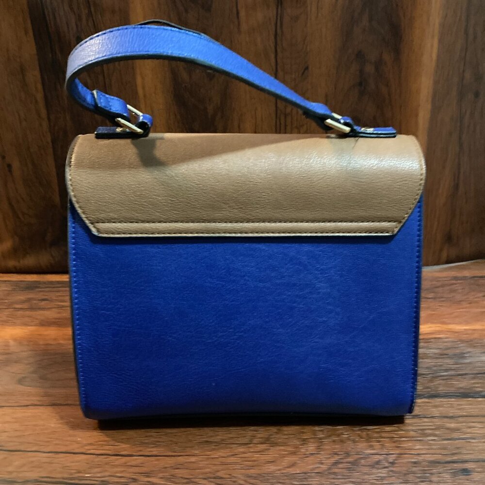 Dune London Satchel Women Bag Blue Brown Structured Top Handle - Picture 5 of 7